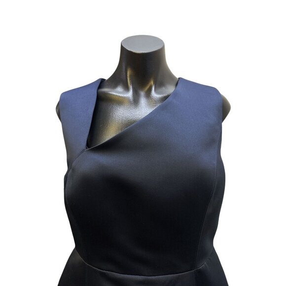 NWT Halston Heritage Navy Sleeveless w/Asymmetrical Neckline Dress Size 10 - Picture 3 of 10
